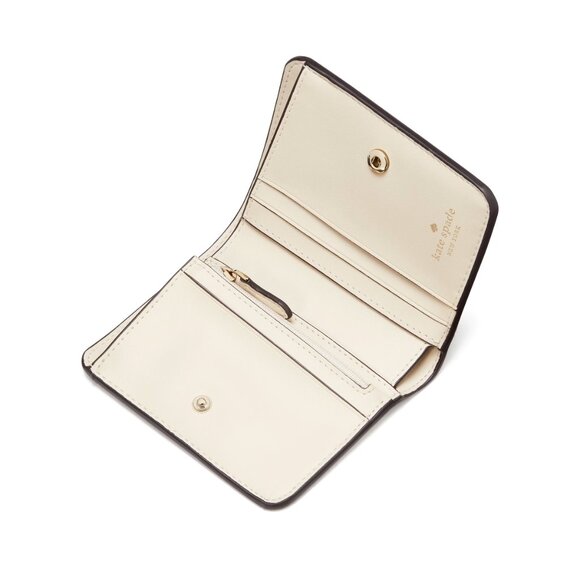 New Kate Spade Signature Spade Flower Small Bifold Wallet Dark Beige Multi - Picture 2 of 3